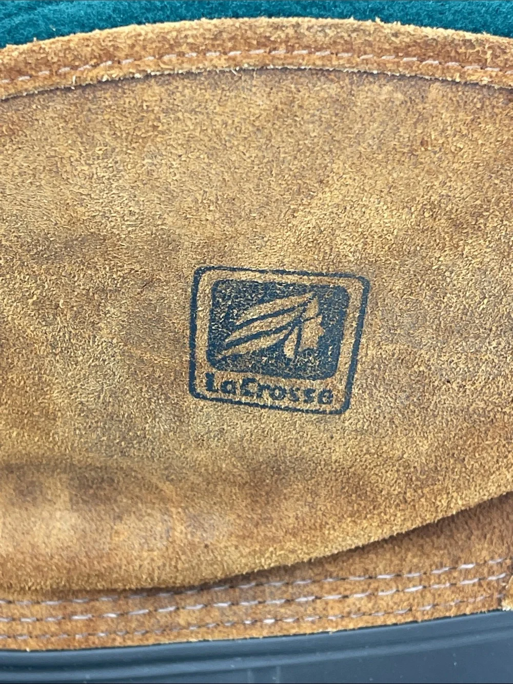 LaCrosse  Suede and Black Rubber Men's 13 Rain & Snow Boots with Green Lining